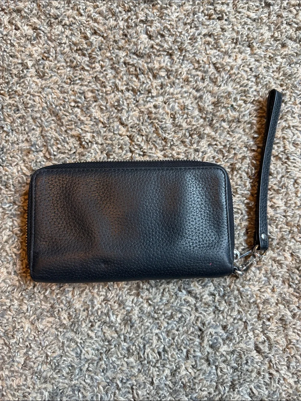 Michael Kors Dark Gray Pebbled Leather Wristlet with MK Emblem